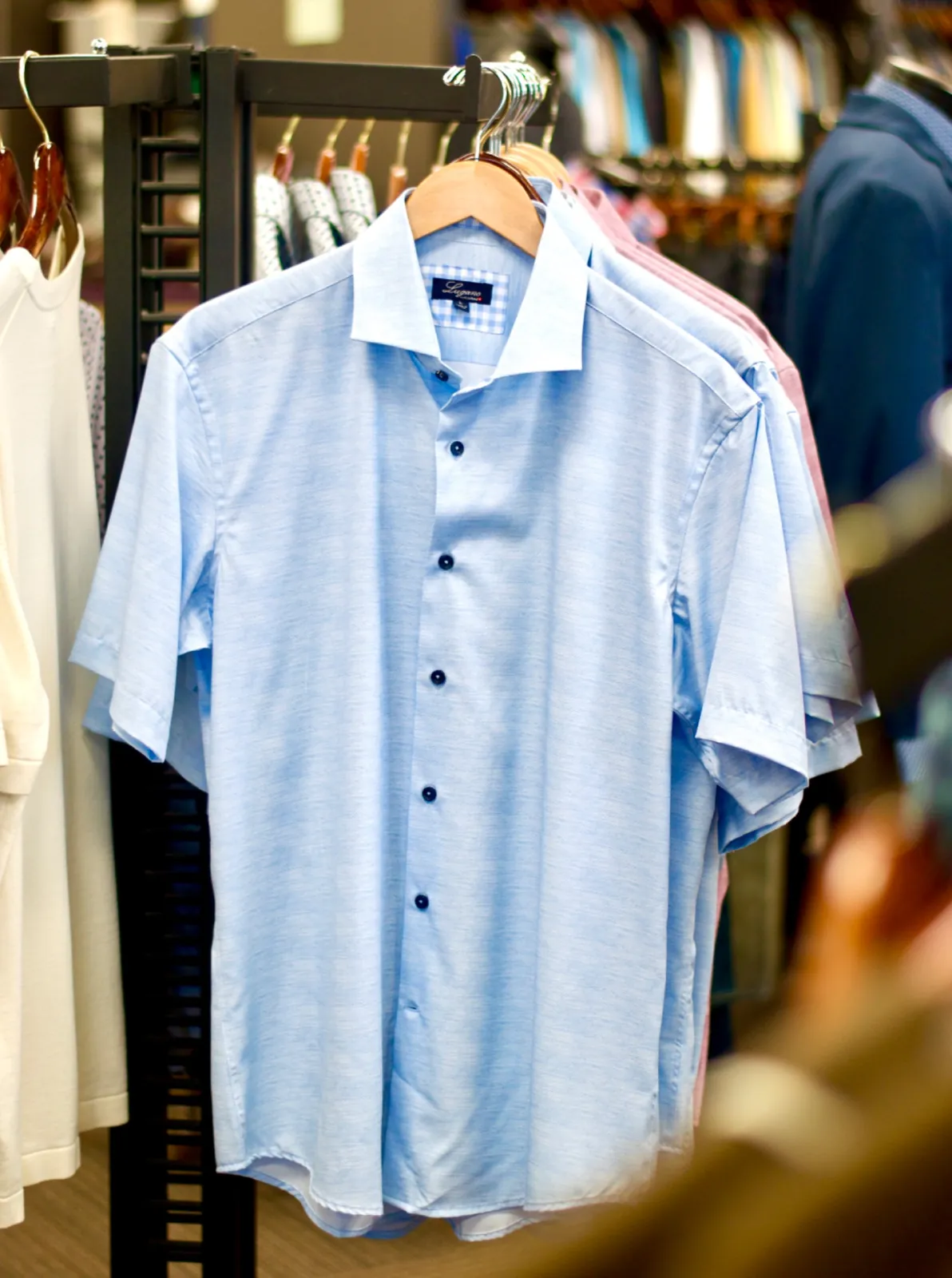 Light blue sport shirt detail