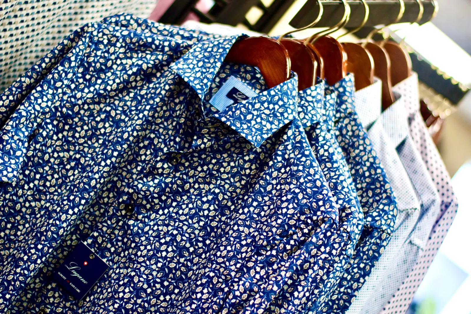 Blue floral sport shirts at Jason Louis Green Bay