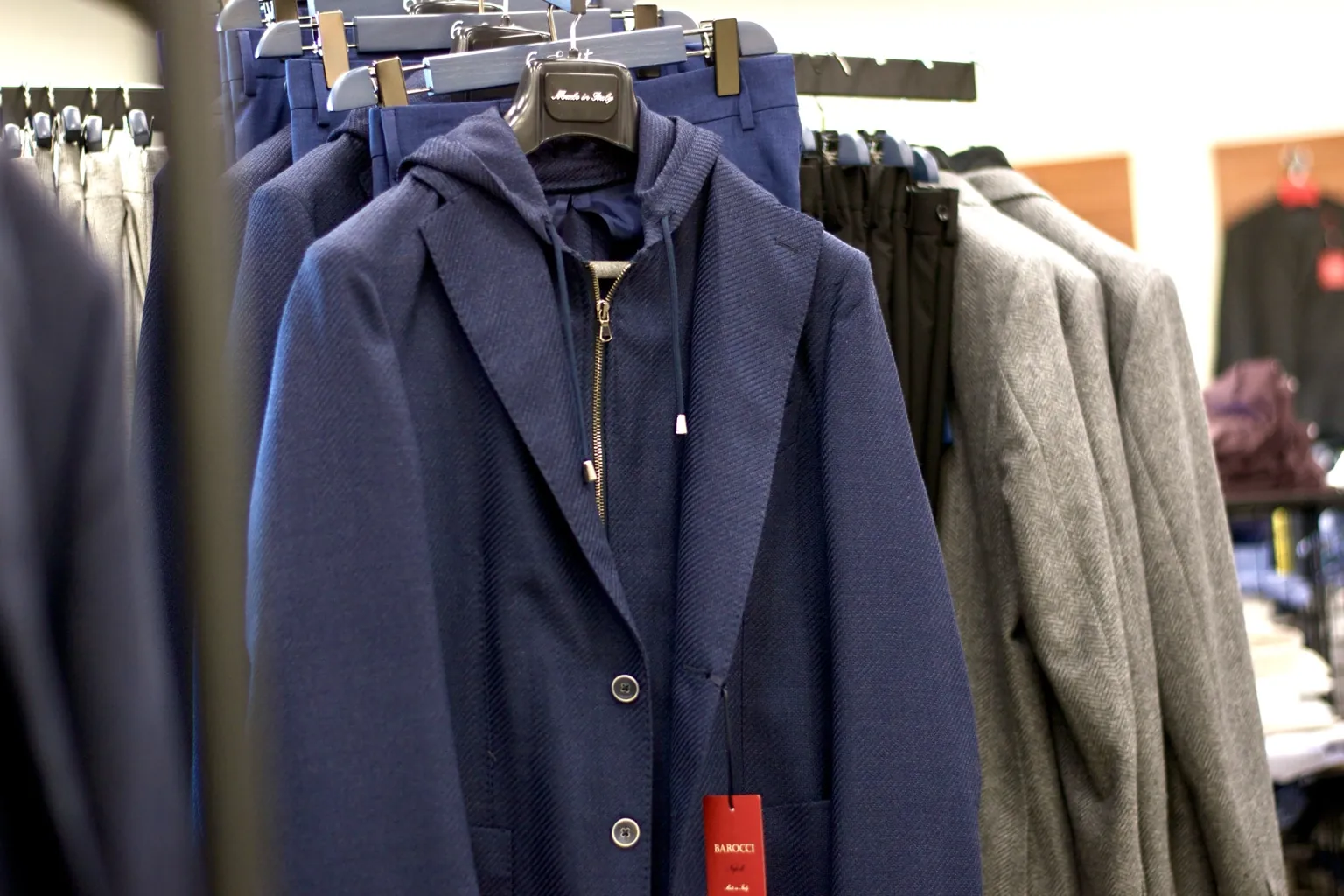 Navy layered jacket from the current Mequon collection