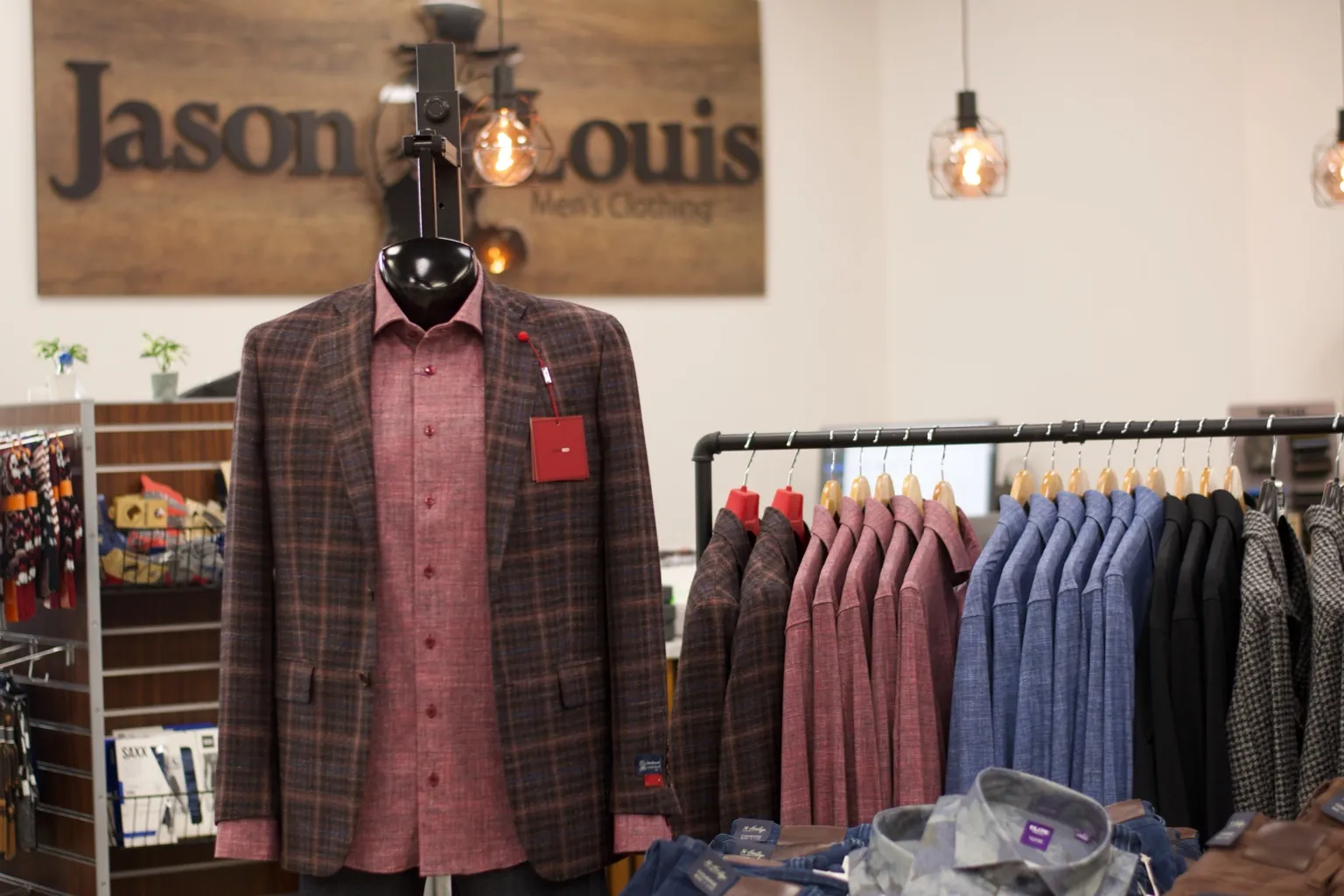 Tailored seasonal look displayed at Jason Louis Mequon