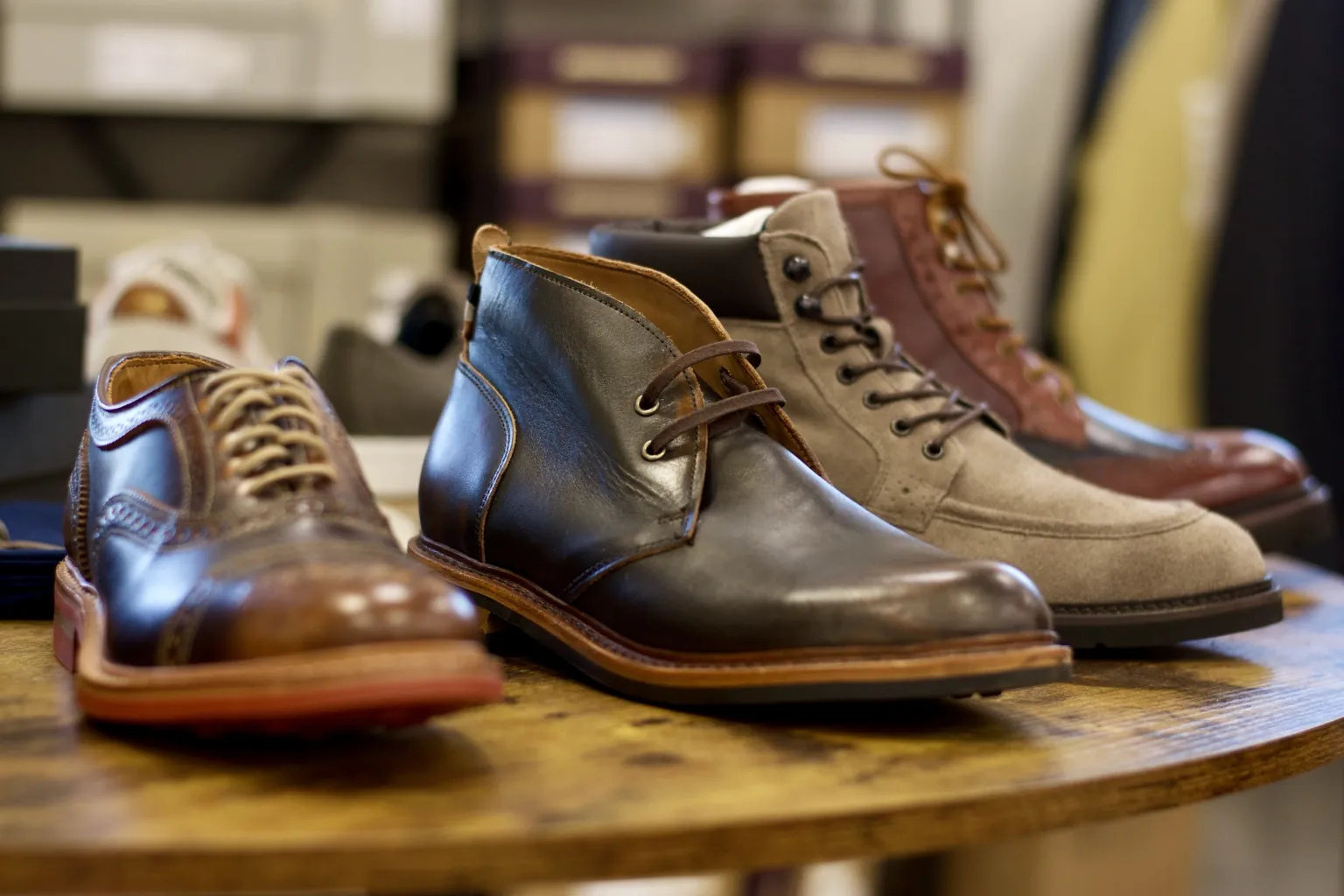 Leather shoes displayed at Jason Louis Mequon