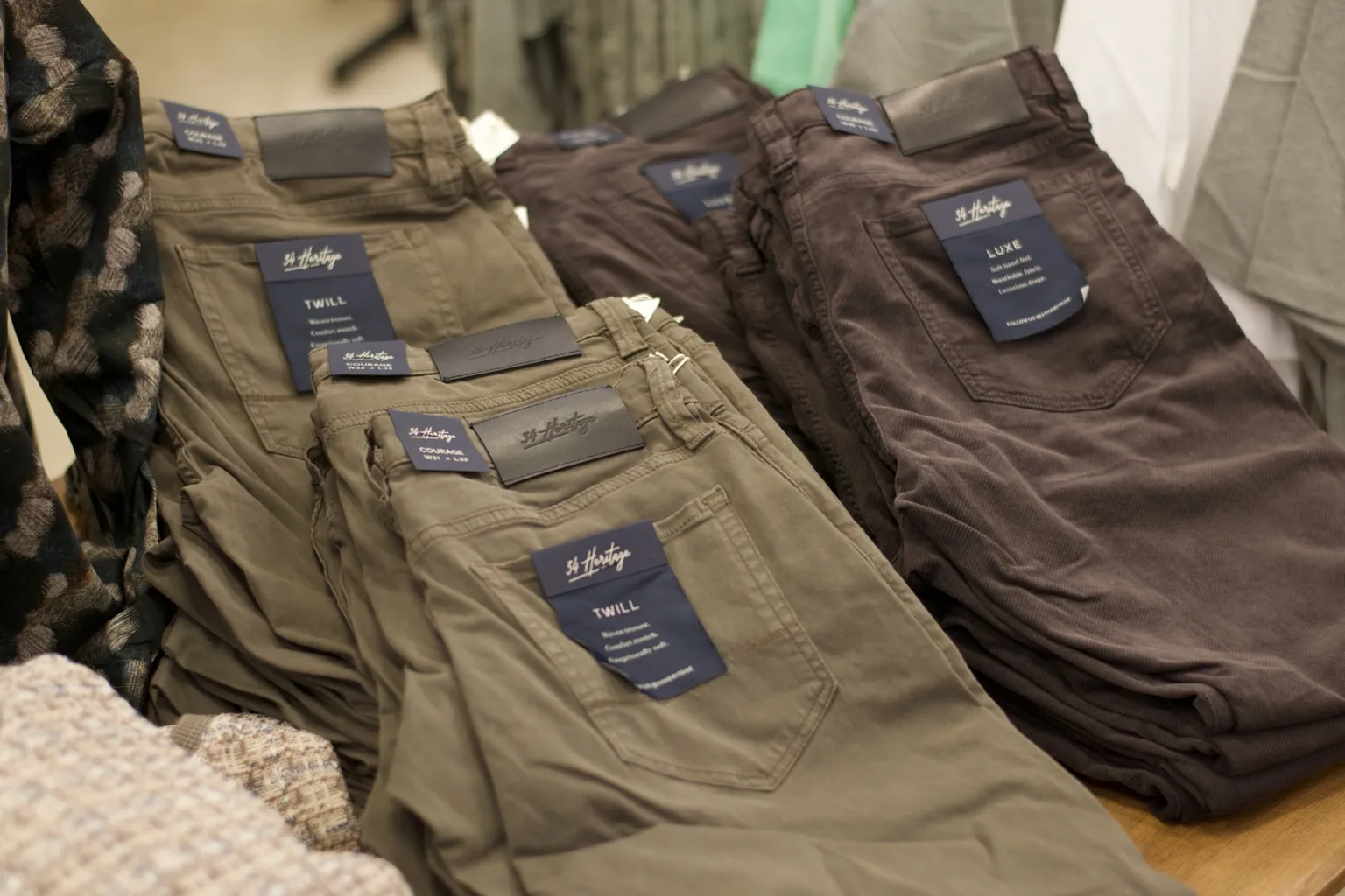 Casual pants in seasonal colors at Jason Louis Mequon
